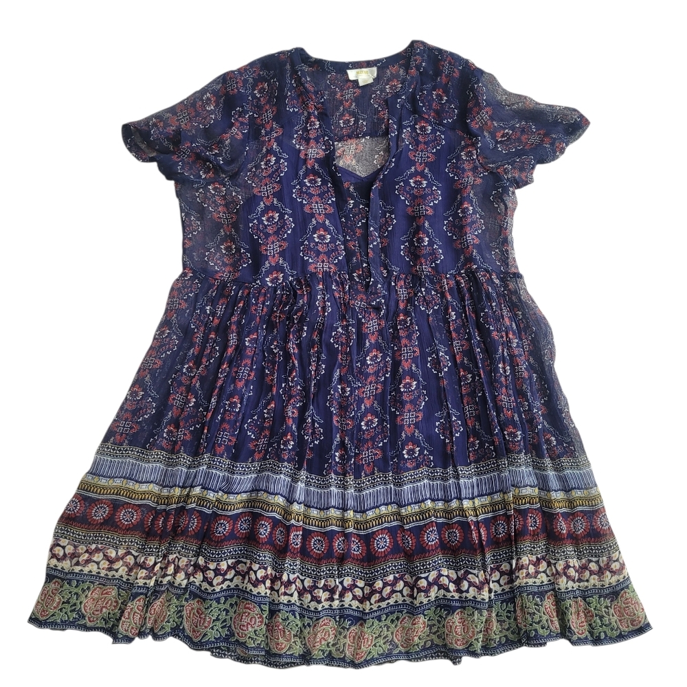 Maeve by Anthropologie Adrian Sheer Boho Tunic Dress Size L - Picture 3 of 11